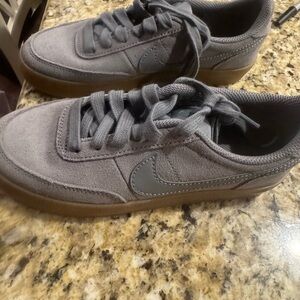 Nike Grey Suede Low-Top Sneakers with Gum Sole